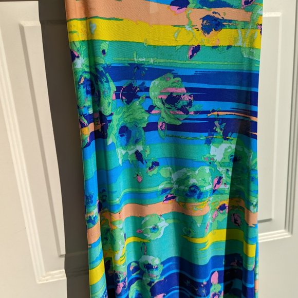 Pretty Young Thing Maxi Summer Dress Blue Sunset Floral Size S - EUC! - Picture 4 of 13
